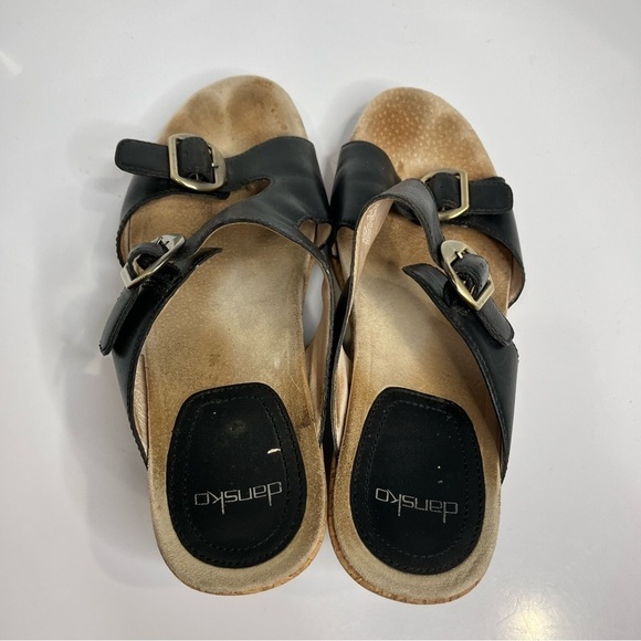 Dansko Carla wedge Sandals black leather size 41 - Picture 6 of 9